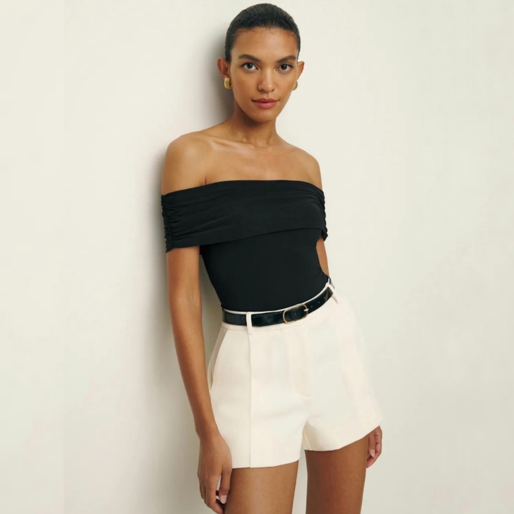 Reformation Black Off-Shoulder Bodysuit